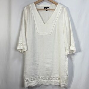 🎲 J. Crew White linen Long Sleeve Dress coverup beach dress